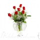 Kalp Vazoda 7 Kırmızı Gül