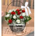 Kırmızı Beyaz Gül Sepeti | Gebze Çiçek Siparişi | Çağla Çiçekçilik