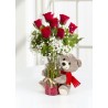 Ayıcıklı 7 Adet Kırmızı Gül